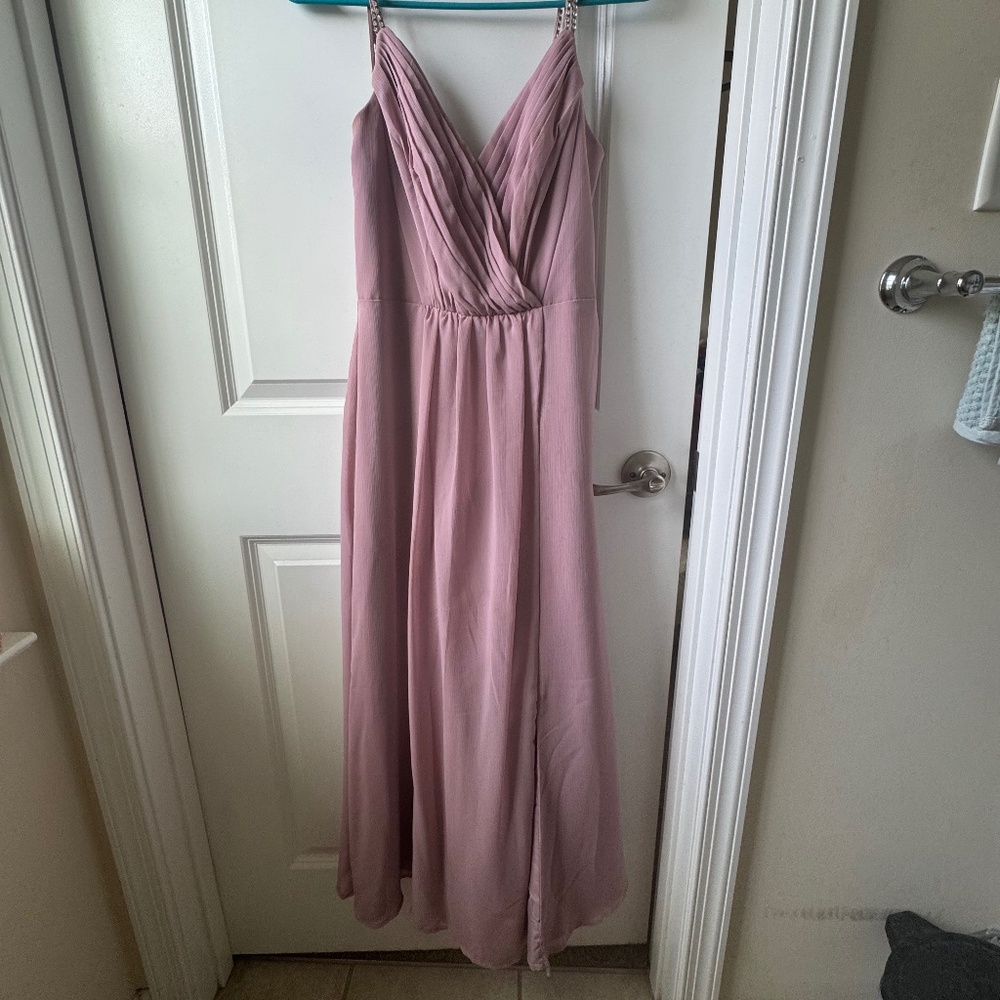David’s Bridal Chiffon Bridesmaid Dress Quartz